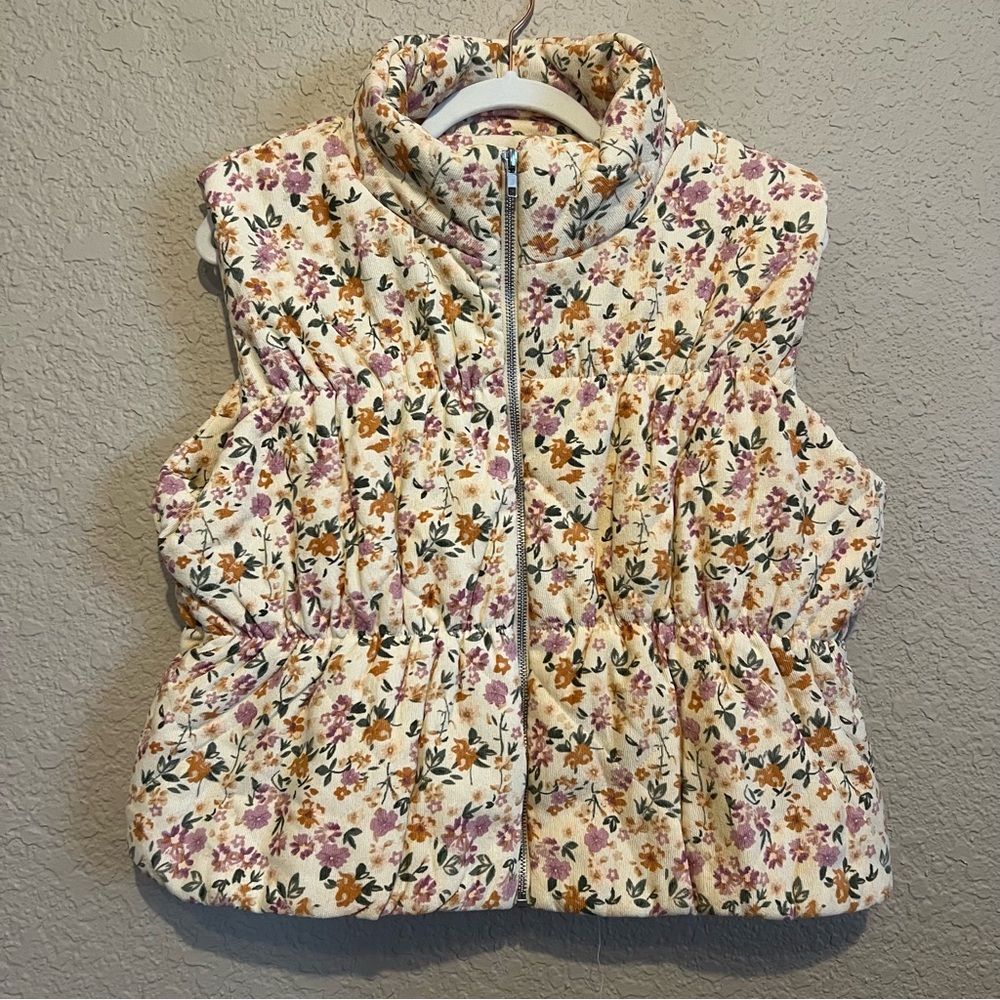 Sadie & Sage Plantlover Floral Puffer Vest NWT Medium